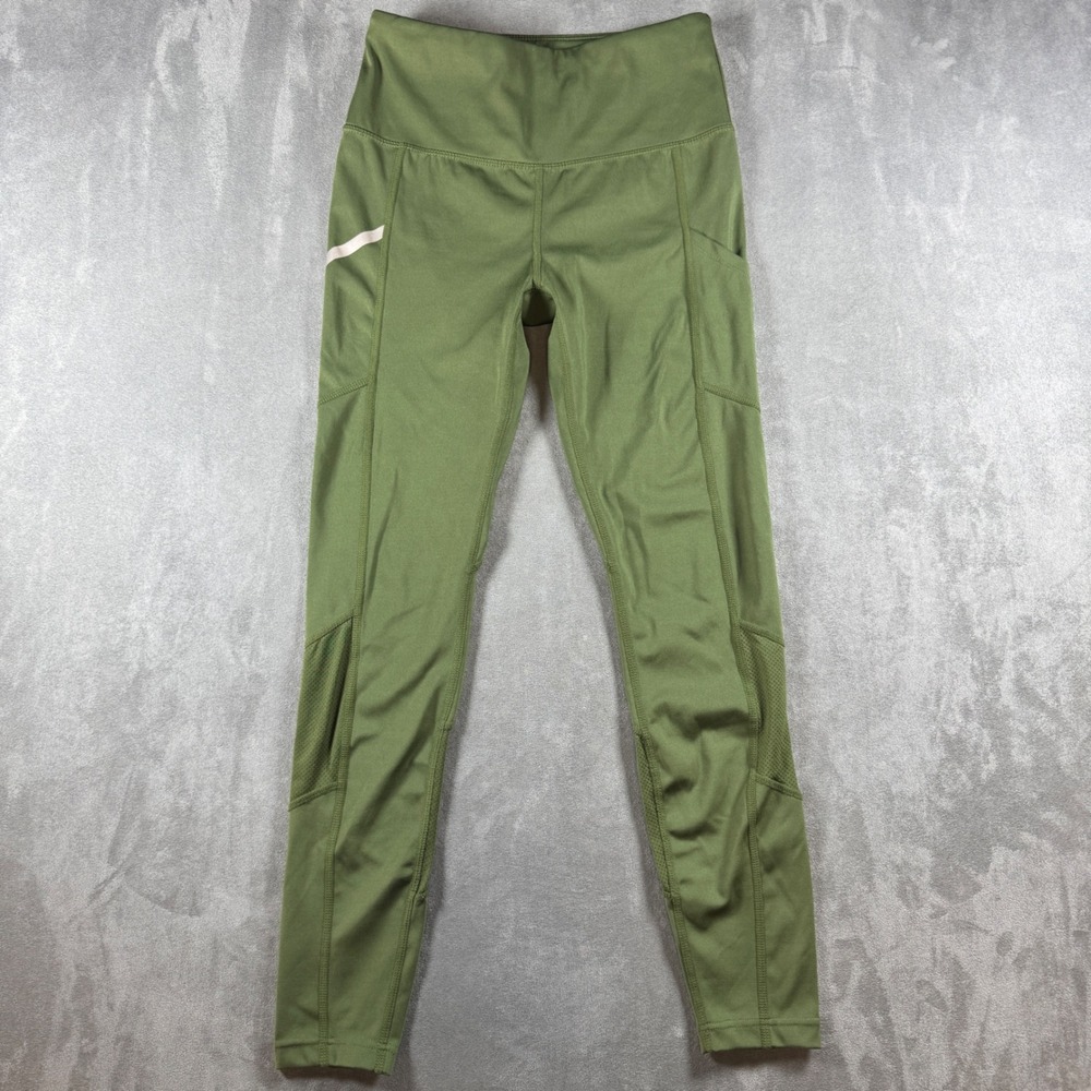 Starter Dri-Star Womens Leggings Small Olive Green Mesh Pocket Performance Pants
